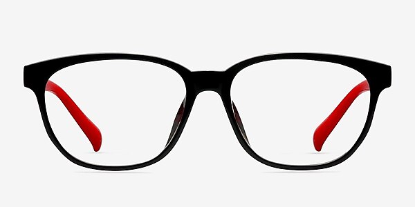 Moody Black & Red Plastic Eyeglass Frames