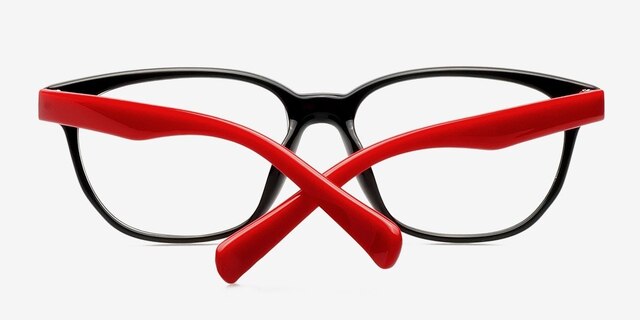 Moody Black & Red PlasticEyeglass Frames from EyeBuyDirect, Closed View