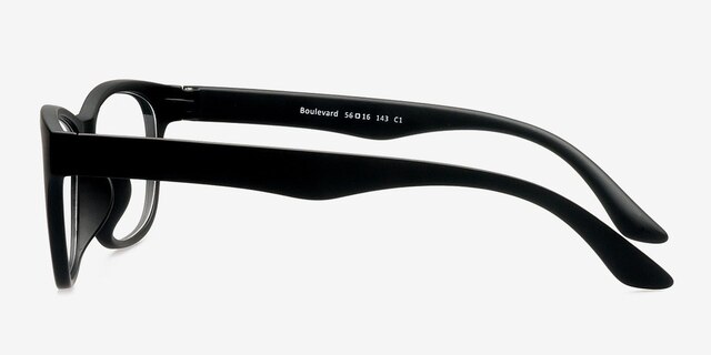 Boulevard Matte Black PlasticEyeglass Frames from EyeBuyDirect, Side View