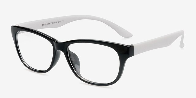 Boulevard Black PlasticEyeglass Frames from EyeBuyDirect, Angle View