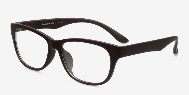 Boulevard Matte Coffee PlasticEyeglass Frames from EyeBuyDirect, Angle View
