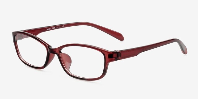 Janet Burgundy PlastiqueMontures de lunettes de vue d'EyeBuyDirect, Vue d'Angle