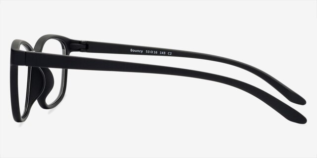 Bouncy Matte Black PlasticEyeglass Frames from EyeBuyDirect, Side View