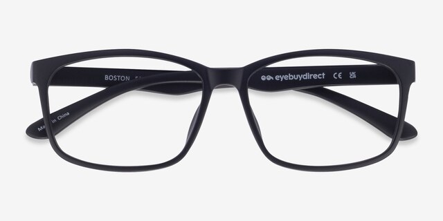 Boston Matte Black PlastiqueMontures de lunettes de vue d'EyeBuyDirect, Vue Rapprochée