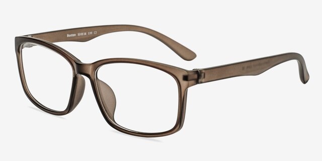 Boston Matte Gray PlasticEyeglass Frames from EyeBuyDirect, Angle View