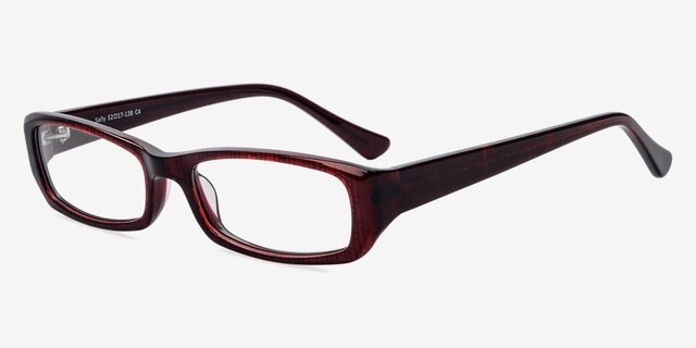 Sally Burgundy AcetateEyeglass Frames from EyeBuyDirect, Angle View