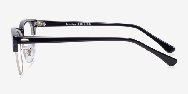 Sweet Jane Black & Silver AcetateEyeglass Frames from EyeBuyDirect, Side View