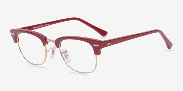 Sweet Jane Red & Golden AcetateEyeglass Frames from EyeBuyDirect, Angle View