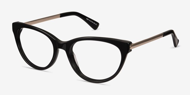 Her Black Acetate-metalEyeglass Frames from EyeBuyDirect, Angle View