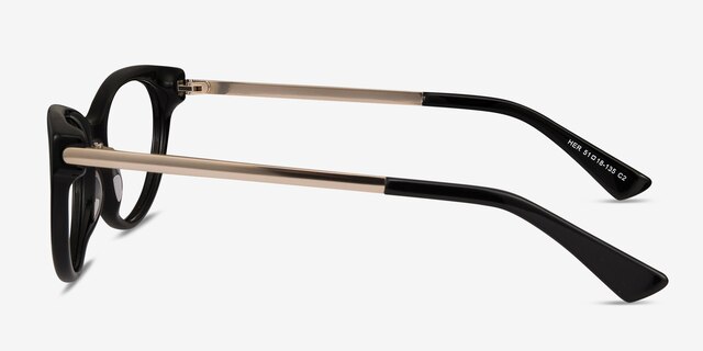 Her Black Acetate-metalEyeglass Frames from EyeBuyDirect, Side View