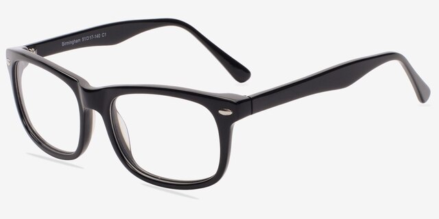 Birmingham Black AcetateEyeglass Frames from EyeBuyDirect, Angle View