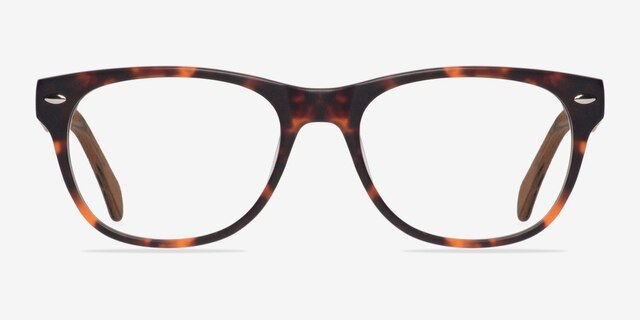 Amber Matte Tortoise Wood-textureEyeglass Frames from EyeBuyDirect, Front View