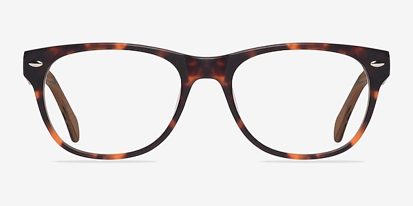 Amber Matte Tortoise Wood-texture Eyeglass Frames