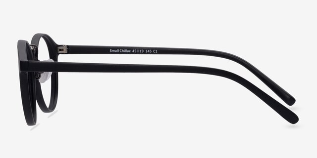 Small Chillax Matte Black & Gunmetal PlasticEyeglass Frames from EyeBuyDirect, Side View