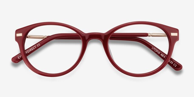 Utopia Red AcetateEyeglass Frames from EyeBuyDirect, Closed View