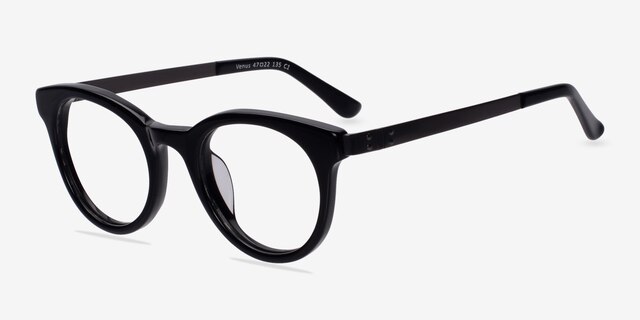 Venus Black AcetateEyeglass Frames from EyeBuyDirect, Angle View