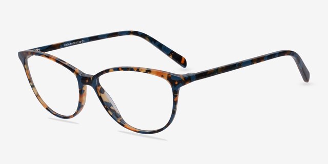 Coco Blue & Floral AcetateEyeglass Frames from EyeBuyDirect, Angle View