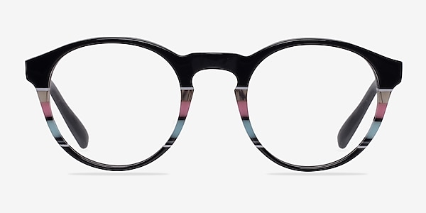 Perception Black/Striped Acetate Eyeglass Frames