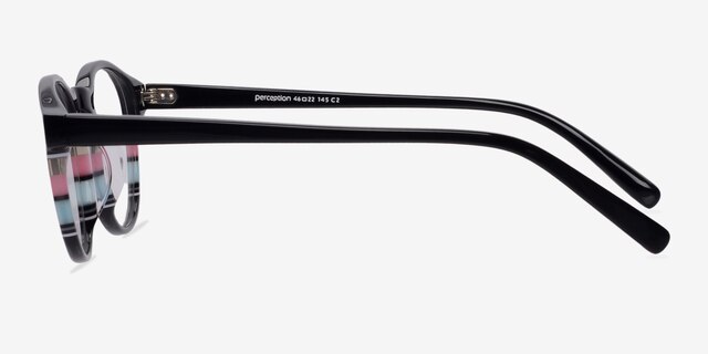 Perception Black & Striped AcetateEyeglass Frames from EyeBuyDirect, Side View