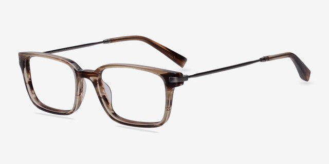 Dreamer Brown & Striped Acetate-metalEyeglass Frames from EyeBuyDirect, Angle View
