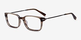 Dreamer Brown/Striped Acetate-metal Montures de lunettes de vue d'EyeBuyDirect, Vue d'Angle