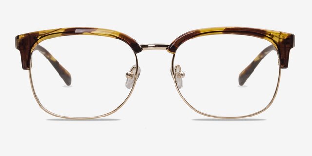 Charleston Golden & Tortoise Plastic-metalEyeglass Frames from EyeBuyDirect, Front View