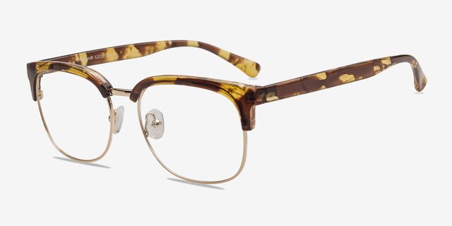 Charleston Golden & Tortoise Plastic-metalEyeglass Frames from EyeBuyDirect, Angle View