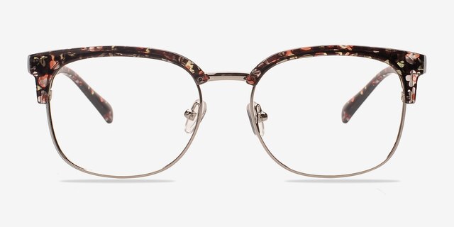 Charleston Silver & Floral Plastic-metalEyeglass Frames from EyeBuyDirect, Front View