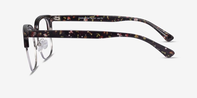 Charleston Silver & Floral Plastic-metalEyeglass Frames from EyeBuyDirect, Side View