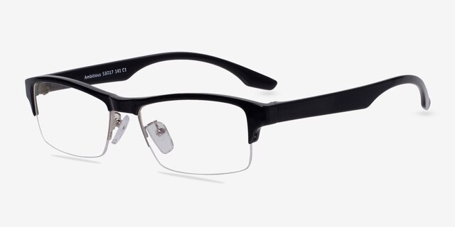 Ambitious Black PlasticEyeglass Frames from EyeBuyDirect, Angle View