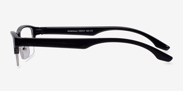 Ambitious Black PlasticEyeglass Frames from EyeBuyDirect, Side View