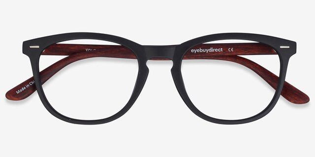 Yolo Black & Brown PlastiqueMontures de lunettes de vue d'EyeBuyDirect, Vue Rapprochée
