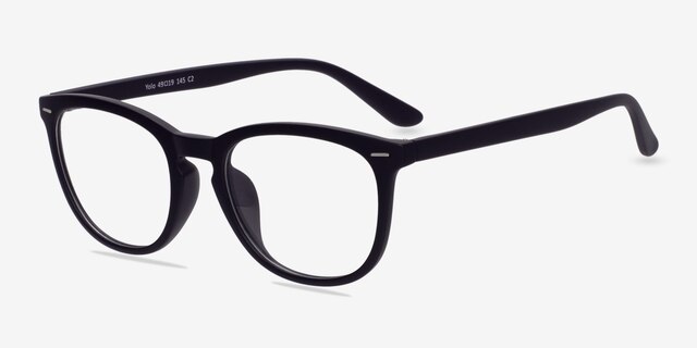 Yolo Matte Navy PlasticEyeglass Frames from EyeBuyDirect, Angle View