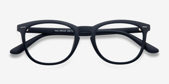 Yolo Matte Navy PlasticEyeglass Frames from EyeBuyDirect, Closed View
