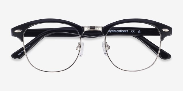 Coexist Black & Silver Plastic-metalEyeglass Frames from EyeBuyDirect, Closed View