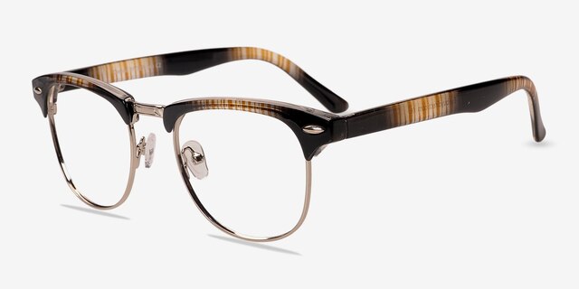 Coexist Brown & Silver MetalEyeglass Frames from EyeBuyDirect, Angle View