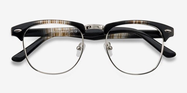 Coexist Brown & Silver MetalEyeglass Frames from EyeBuyDirect, Closed View