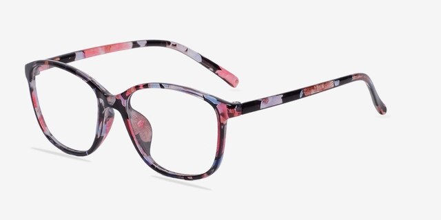 Saint Lou Red & Floral PlastiqueMontures de lunettes de vue d'EyeBuyDirect, Vue d'Angle