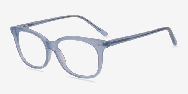 Brittany Clear Blue AcetateEyeglass Frames from EyeBuyDirect, Angle View