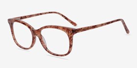 Brittany Brown/Floral Acétate Montures de lunettes de vue d'EyeBuyDirect, Vue d'Angle