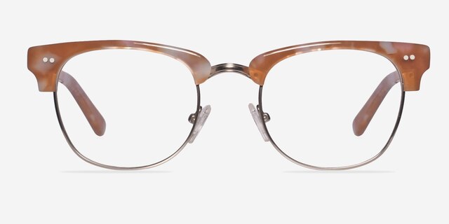 Concorde Brown & Silver Acetate-metalMontures de lunettes de vue d'EyeBuyDirect, Vue de Face