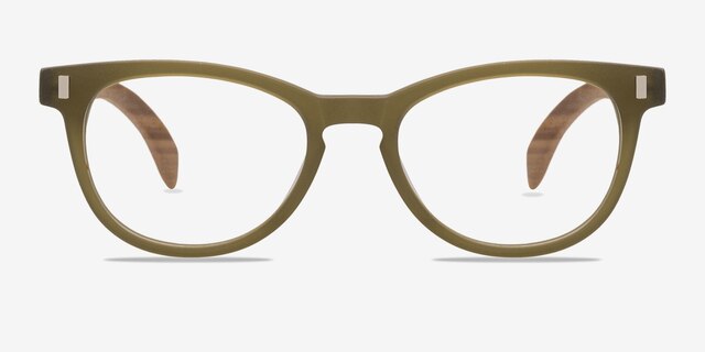 Sahara Vert Mat AcétateMontures de lunettes de vue d'EyeBuyDirect, Vue de Face