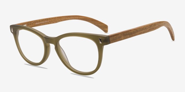 Sahara Vert Mat AcétateMontures de lunettes de vue d'EyeBuyDirect, Vue d'Angle