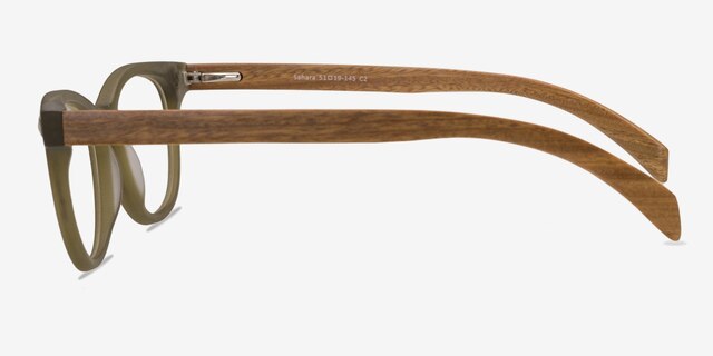 Sahara Vert Mat AcétateMontures de lunettes de vue d'EyeBuyDirect, Vue de Côté