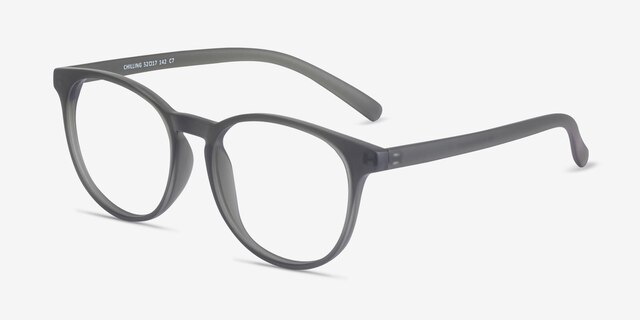Chilling Matte Gray PlastiqueMontures de lunettes de vue d'EyeBuyDirect, Vue d'Angle