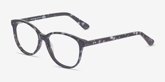 Hepburn Gray & Floral AcétateMontures de lunettes de vue d'EyeBuyDirect, Vue d'Angle