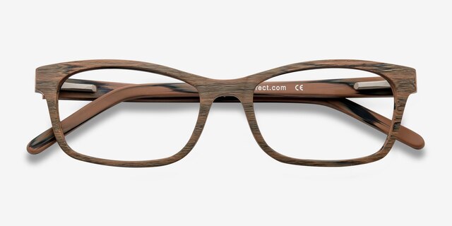 Mesquite Brown Wood-textureEyeglass Frames from EyeBuyDirect, Closed View