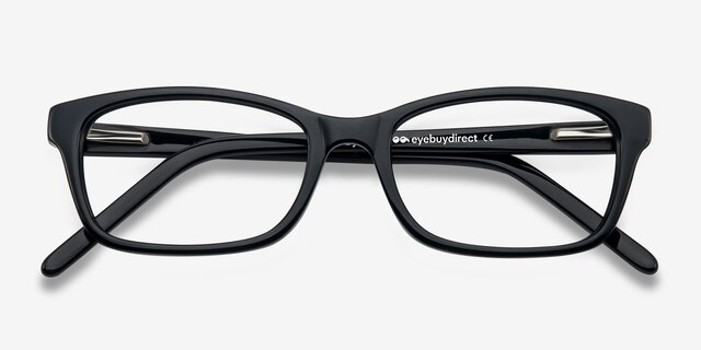 Mesquite Noir AcétateMontures de lunettes de vue d'EyeBuyDirect, Vue Rapprochée