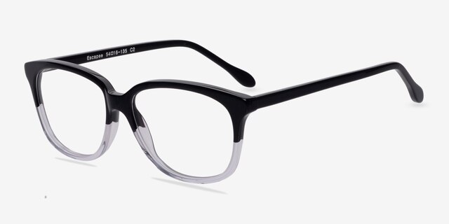 Escapee Clear & Black AcetateEyeglass Frames from EyeBuyDirect, Angle View
