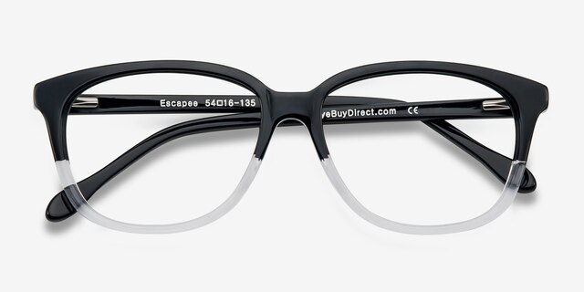 Escapee Clear & Black AcetateEyeglass Frames from EyeBuyDirect, Closed View